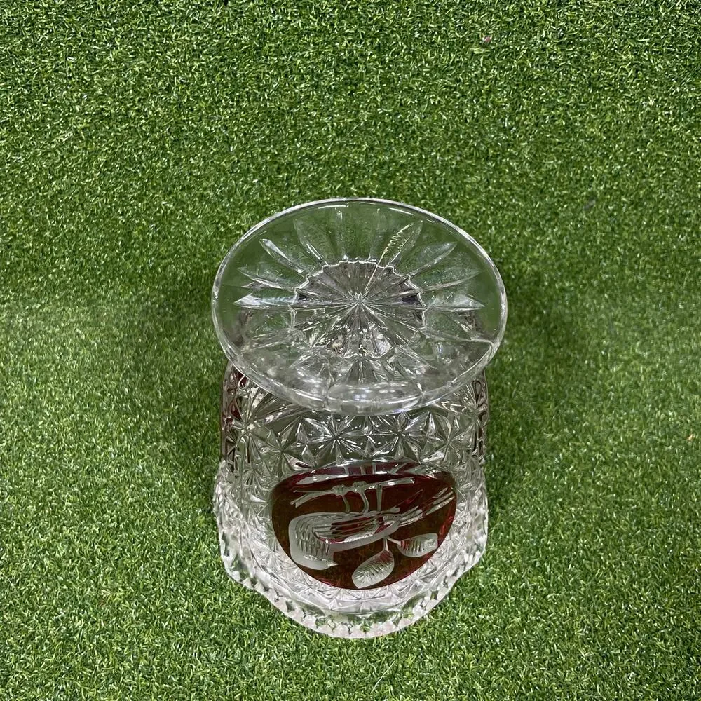 Vintage HOFBAUER BYRDES Lead Red Byrdes Crystal Diamond Clear Decor Vase